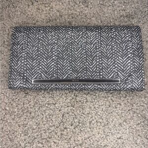 TUMI Gallery Snap-Closure Continental Wallet Gray White Herringbone